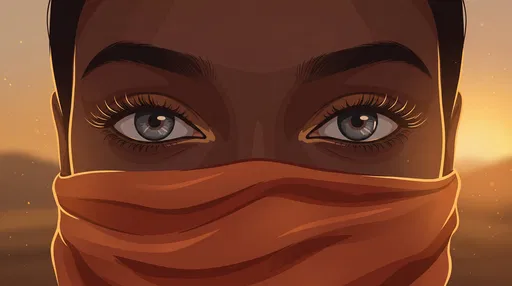 Woman With Gray Eyes In Scarf