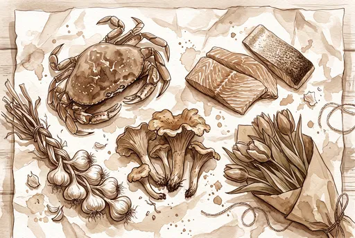 Sepia Watercolor Pacific Northwest Market Goods