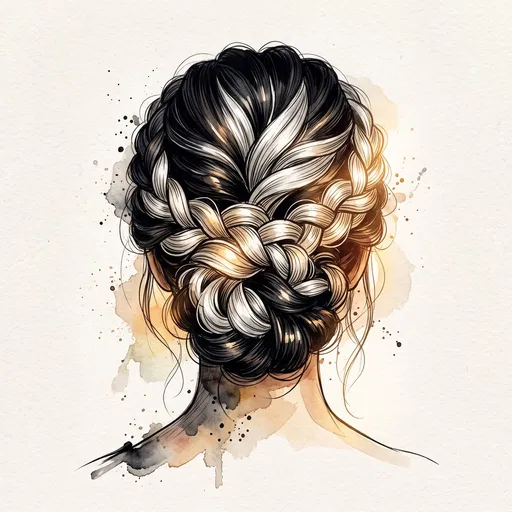 Watercolor Braided Chignon Rear Portrait