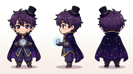 Chibi Mystic Guardian Character Turnaround Sheet