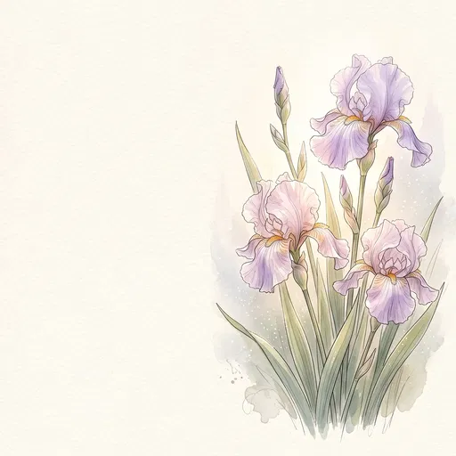 Pastel Iris Botanical Watercolor Illustration