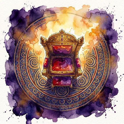 Watercolor Golden Throne on Mosaic Dais