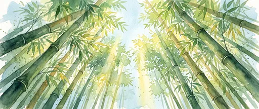Watercolor Bamboo Grove Canopy View