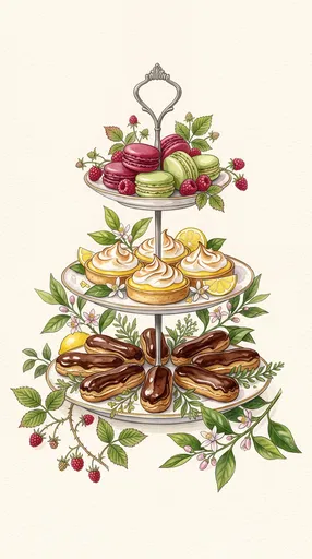 Watercolor Three-Tiered French Patisserie Stand