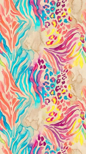 Vibrant Watercolor Leopard and Zebra Pattern