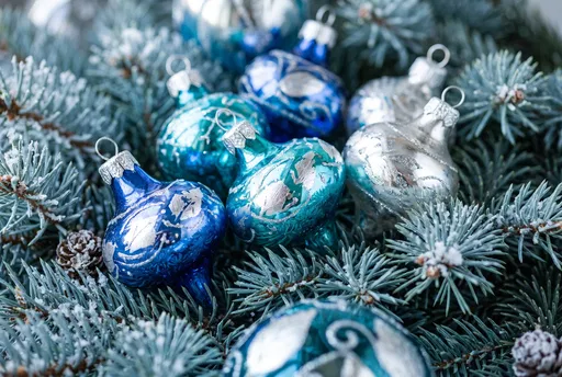 Blue and Silver Glass Christmas Ornaments