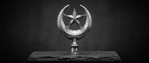 Antique Silver Crescent and Star Finial