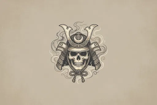 Samurai Skull Emblem in Kabuto Helmet