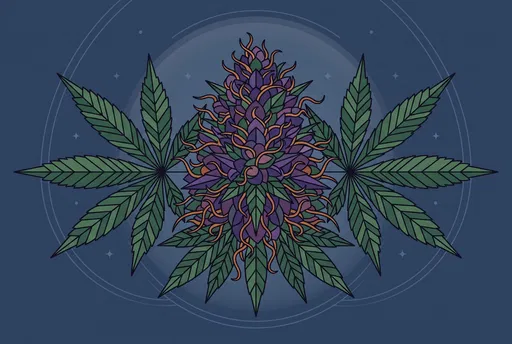 Symmetrical Indica Cannabis Flower Illustration