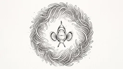 Monochrome Anemonefish in Tentacle Wreath