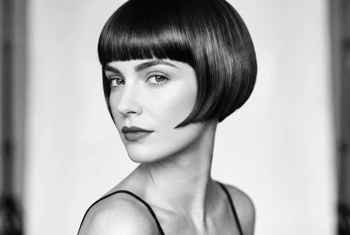 Monochrome Portrait of Woman with Classic Bob