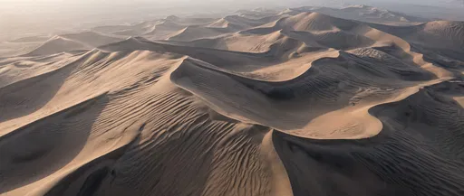 Aerial View of Desert Sand Dunes