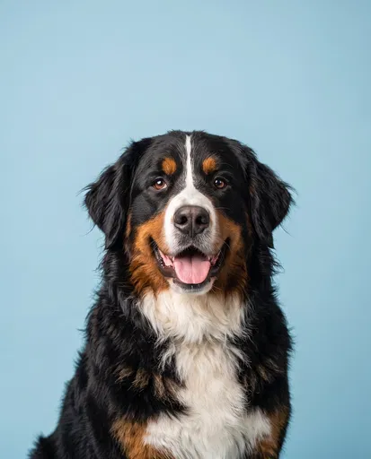 Happy Bernese Mountain Dog Studio Portrait