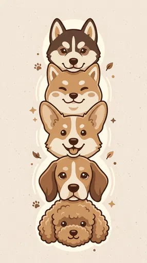Cute Stacked Dog Breeds Illustration
