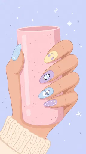 Pastel Winter Nail Art Illustration