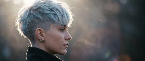 Woman With Silver Blue Undercut Profile