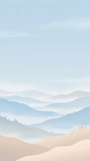 Pastel Blue and Beige Mountain Illustration