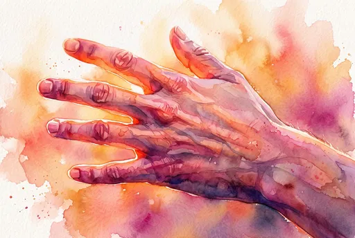 Vibrant Watercolor Illustration of Outstretched Hand