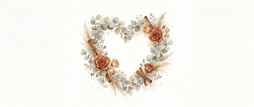 Watercolor Botanical Heart Wreath Illustration