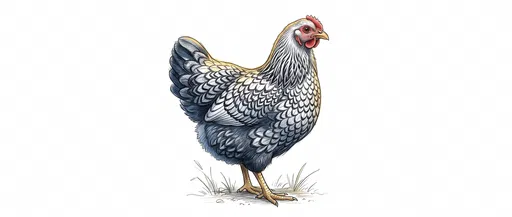 Silver Laced Wyandotte Hen Illustration