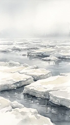 Watercolor Painting of Arctic Drift Ice Floes