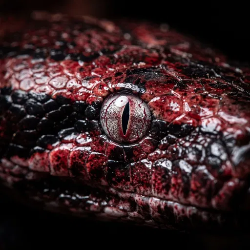 Macro Close-Up of Red Snake Eye