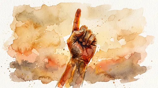 Watercolor Hand Pointing Upward