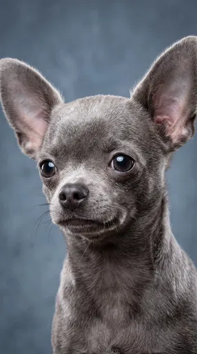 Studio Portrait of Blue-Gray Chihuahua Dog