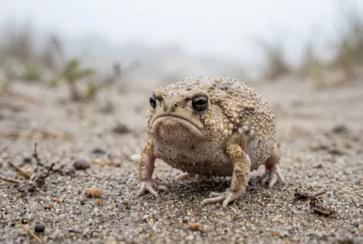 Grumpy Desert Rain Frog on Sand
