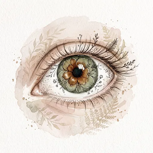 Botanical Watercolor Hazel Eye Illustration