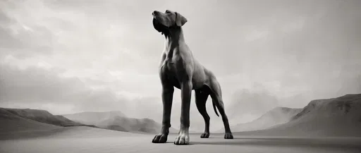Monochrome Sculpted Great Dane in Landscape