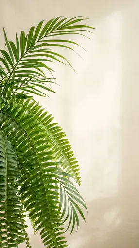Fern and Palm Fronds on Cream Backdrop