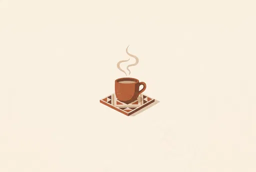 Minimalist Steaming Clay Coffee Cup Illustration