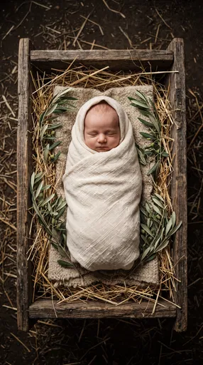 Overhead View of Baby in Manger