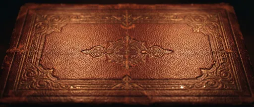 Vintage Ornate Leather Book Cover Close-Up