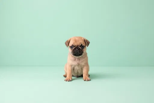 Pug Puppy on Pastel Mint Background