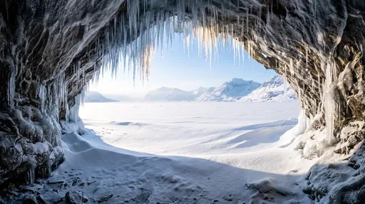Frozen Lake View from Ice Cave