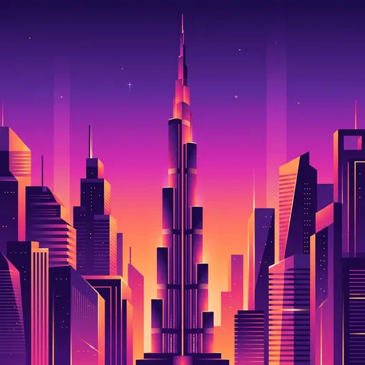 Vibrant Vector Dubai Skyline Illustration