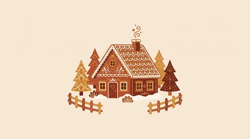 Scandinavian Gingerbread Cabin Flat Illustration