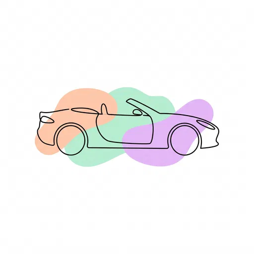 Minimalist Line Art Convertible Car Illustration