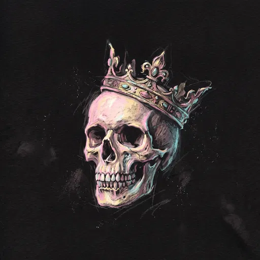 Pastel Chalk Drawing of Crowned Skull