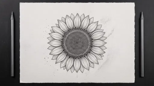 Graphite Sunflower Drawing on Textured Paper