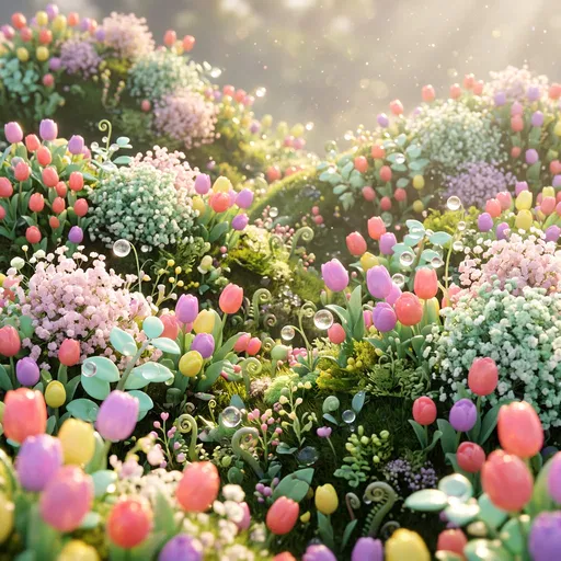 Pastel 3D Miniature Tulip Meadow