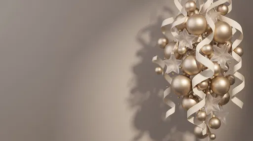 Champagne Gold Ornaments and Ivory Ribbons