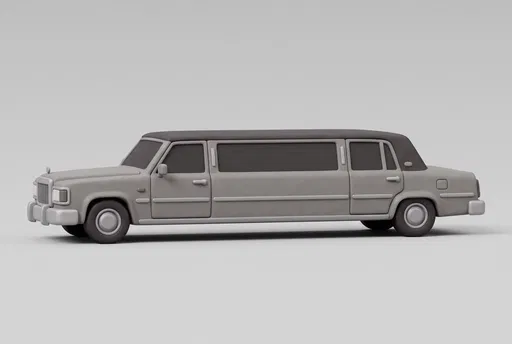 Matte Clay Stretch Limousine 3D Render