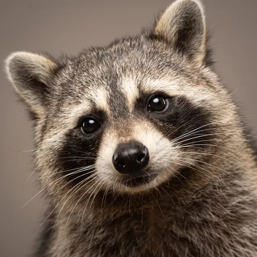 Studio Portrait of a Curious Raccoon