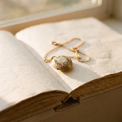 Vintage Gold Locket on Open Book
