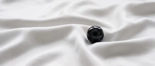 Black Glass Eyeball on White Silk