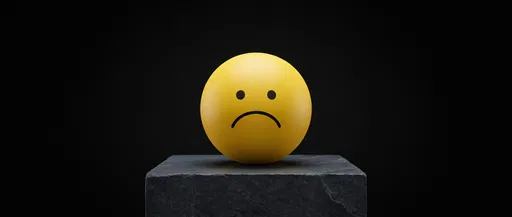 Sad Yellow Sphere on Slate Pedestal