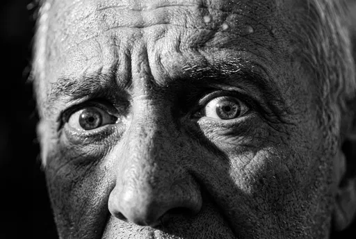 Close-Up of Frightened Elderly Man's Face